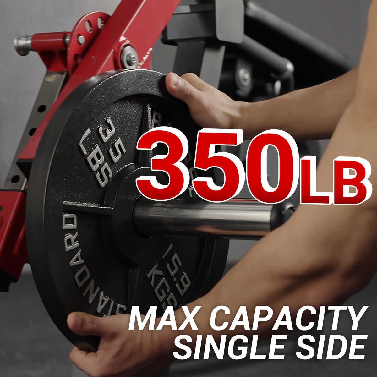 4-in-1 Adjustable Leg Exercise Bench - Single Leg Extension & Curl Machine, 350lb Capacity, Plate Loaded, Red & Black Design for Home Gym Workouts, Sturdy Construction, Leg & Thigh Lifters