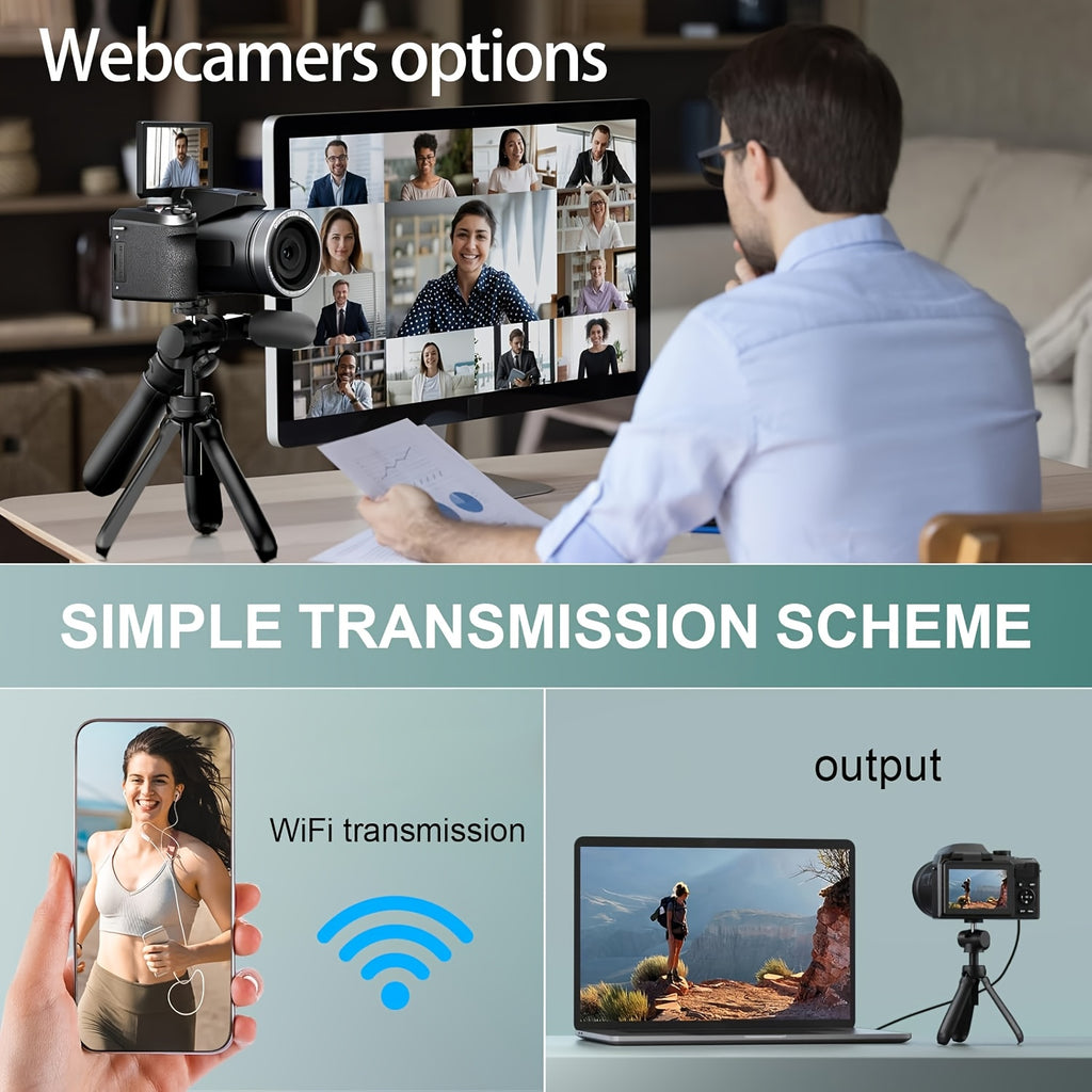 NBD 64MP Digital Camera for Photography, 5K Vlogging Camera for YouTube with 3" Flip Screen, 16X Digital Zoom, Autofocus, 2 Batteries, 32GB TF Card(S205, Black)