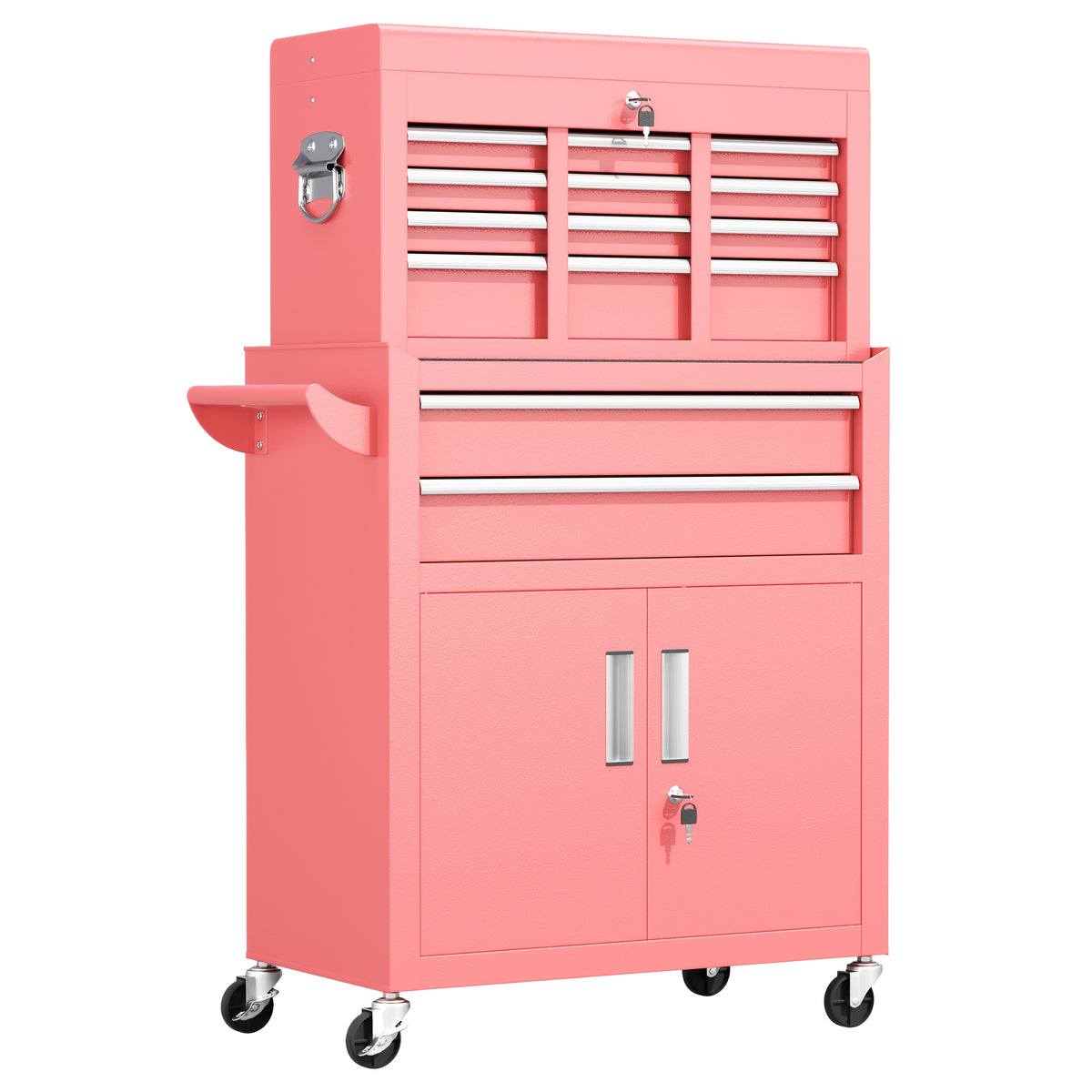 5/8-Drawer Rolling Tool Box, 2-IN-1 Tool Chest On Wheels, Tool Storage Cabinet And Organization For Garage Workshop Warehouse, Lab, Purple/ Pink Tool Box