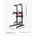 VEVOR Pull Up Bar, 330 LBS Power Tower Dip Station,With pallet/With butterfly arm, Workout Dip Station with H-Shaped Stable Base & Assistance Platform, Adjustable 9 Level / 12 Level Height Pullup Stand for Back, 3-Level / 4-Level Adjustable Elbow Pads