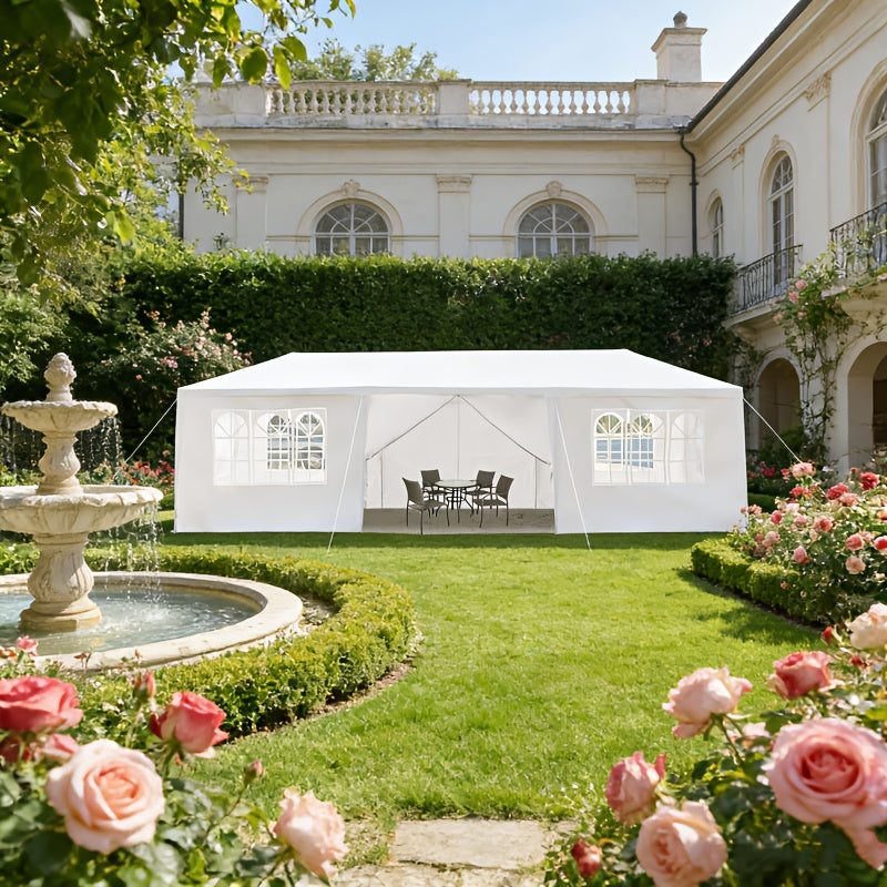 9X30' Outdoor Party Tent with 8 Removable Side Walls, Waterproof Canopy, Patio Wedding Pavilion, White, Suitable for Wedding, Gathering, Party, BBQ, Camping, Patio, Birthday Party, Graduation Ceremony