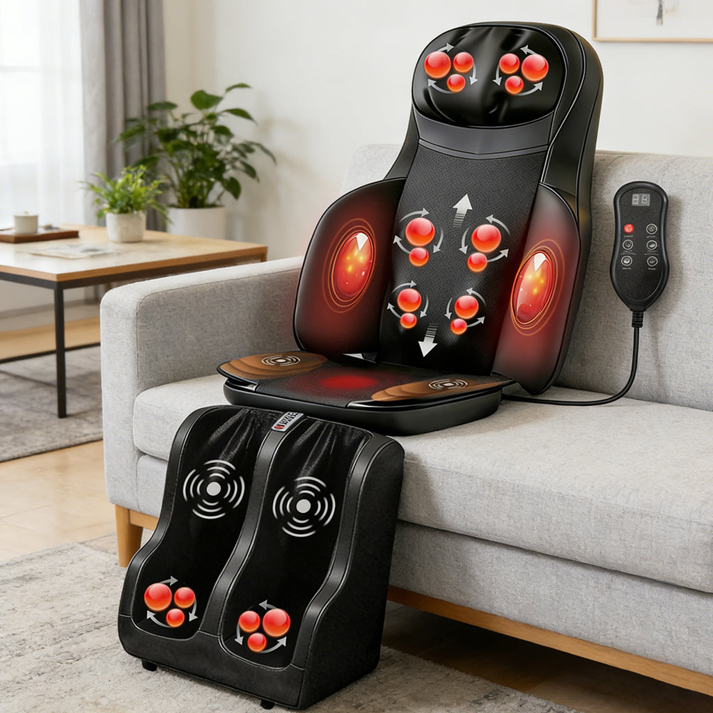 Full Body Shiatsu Massage Pad with 3D Deep Kneading Massage, 5 Modes, and Detachable Leg & Foot Massager, Ideal for Full-Body Relaxation at Home, Gym, Leisure, and Office
