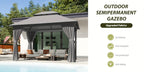 10'X12' Outdoor Double Ventilated Gazebo & Pergola On, Heavy Metal Frame Double Roof, Party Tent with Mosquito Net And Privacy Screen, Suitable for Backyard, Lawn, Garden, Deck (Grey/Beige/Blue 10'X12'/10'X10/8'X8')