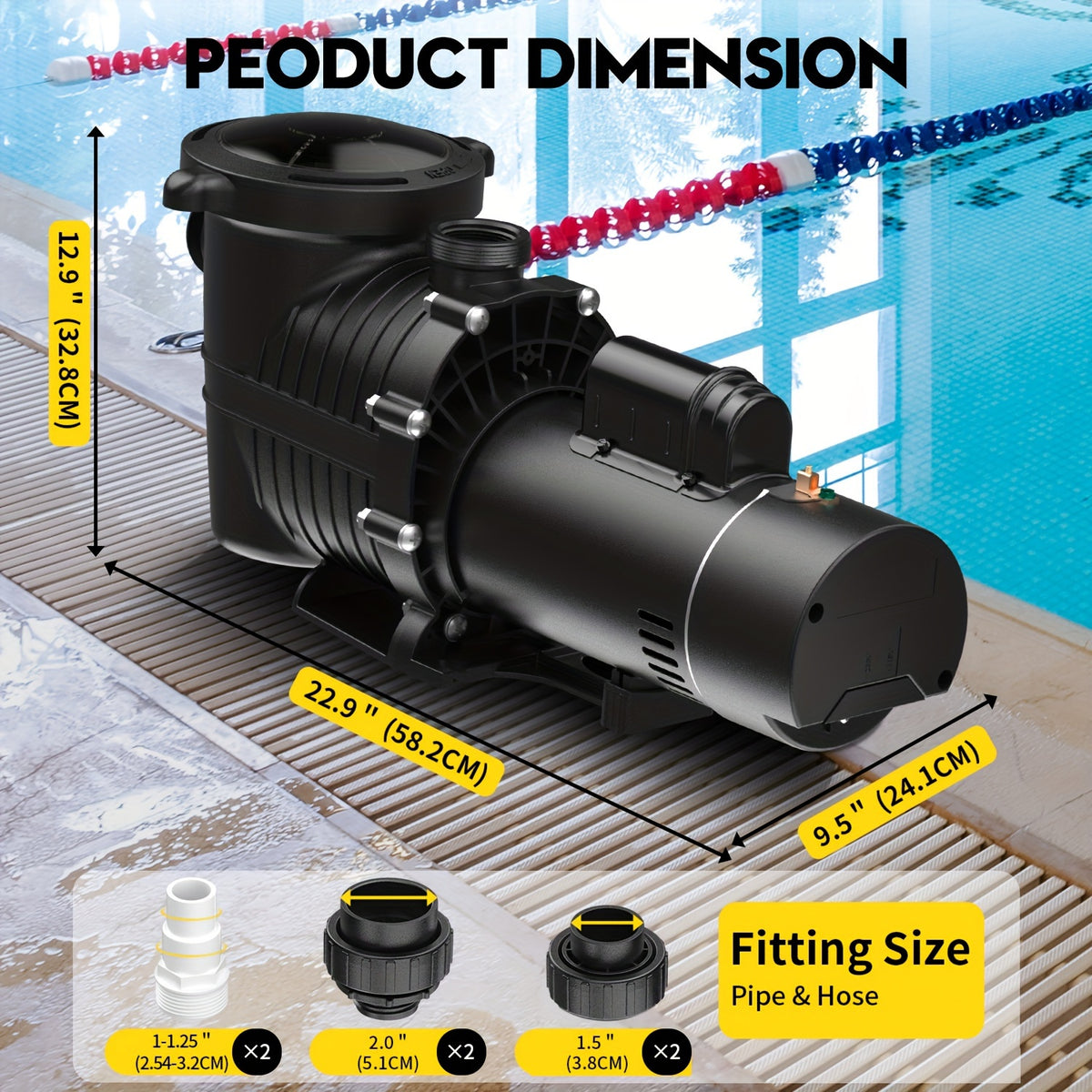 [Pool Pump 4500GPH] 1.5HP Dual Voltage/Dual Speed Pool Pump Inground, 4500GPH Flow, 42ft Head Lift, Self-Priming Water Pump for Inground/Above Ground/Seawater Pools And Hot Tubs, 115V Or 115V/230V 60Hz AC