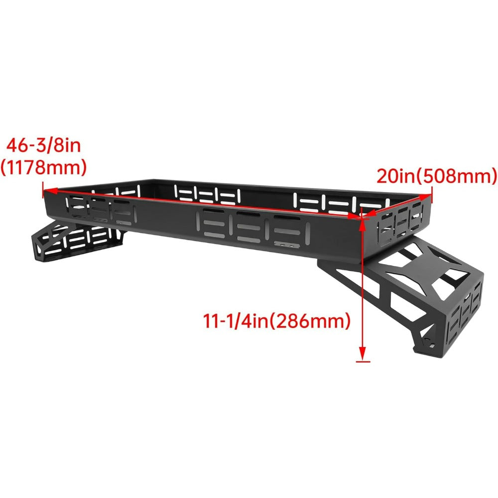Overbed Cargo Rack UTV Compatible with Fully Adjustable Mounting Brackets Accommodate Bed Rail Widths from 39.7" - 56.3" (Inside Width) Full-Bed Rack