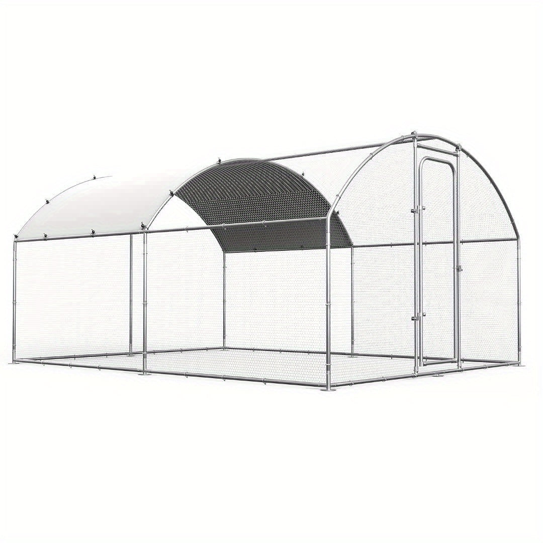 SNDM Chicken Coop Large Metal Chicken Run Upgrade Wire Mesh Chicken Pen with Water-Resident And Anti-Uv Cover, Duck Rabbit House Outdoor