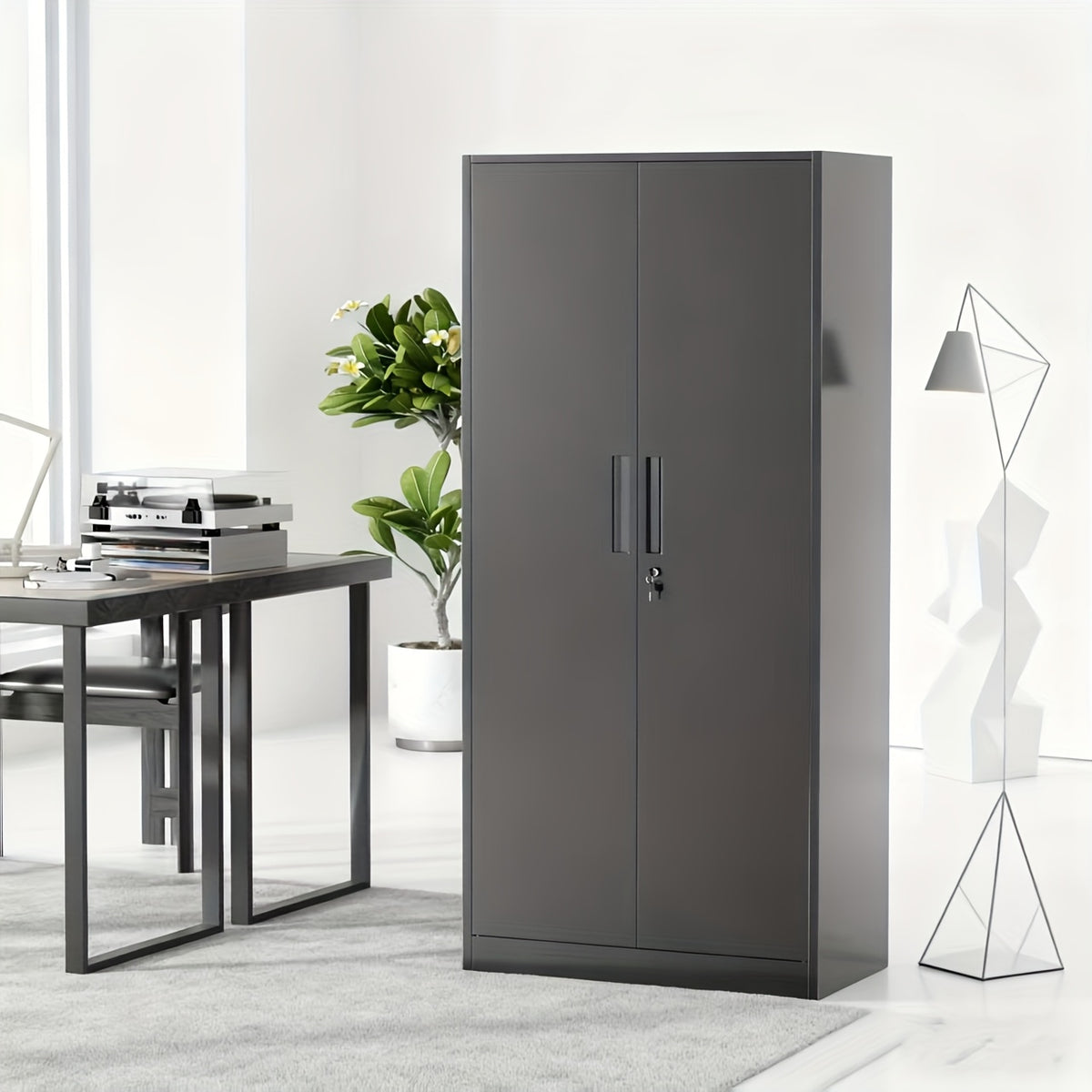 72" Metal Storage Cabinet with Lock, with 2 Doors And 4 Adjustable Shelves, Lockable Steel Storage for Office, Garage, Warehouse,, Home