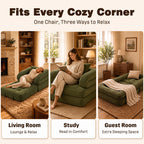 3-in-1 Convertible Folding Sofa Bed, Floor Futon Couch Cloud Shaped Corduroy Upholstered, High-Density Foam Ultra-Soft Comfy Lounge Bean Bag Chair, Versatile Pull-Out Sleeper for Living Room Guest