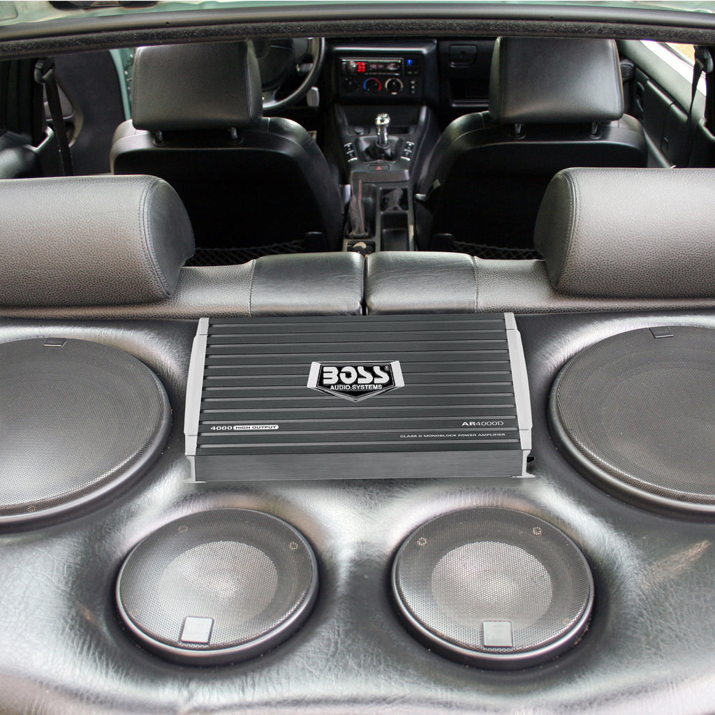 Boss Audio Systems AR4000D Armor 4000 Watt Monoblock Class D 1-Ohm Stable Car Audio Amplifier Amp with Mosfet Power Supply and Remote Control