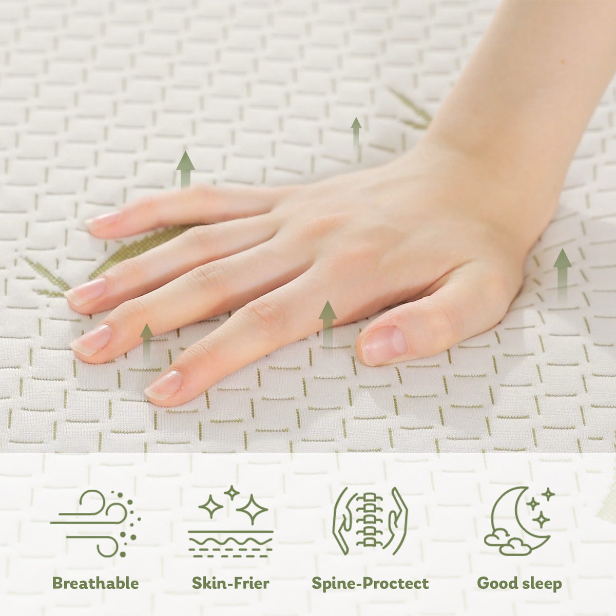Dyonery 6/8/10 lnch Memory Foam Mattress, Green Tea Gel Infused Mattress in a Box, Breathable Bamboo Cover, Twin Full Queen King Size