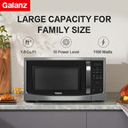 Galanz Multi-Function Microwave | 6 Auto Modes From Popcorn to Pizza, 1.6 Cu Ft Large Capacity, 1100W Efficient Heating, A Must-Have for Lazy Cooks