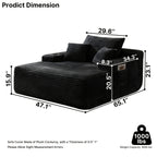 Extra-Large Boneless Sofa Chaise Lounge, with Cup Holder And Side Pockets, Living Room Sofa Chair Bed, Compressible High-Rebound Foldable Recliner, Supportive Pocket Spring System And High-Density Foam Padding, Non-Sinking Convertible Lounge Bed