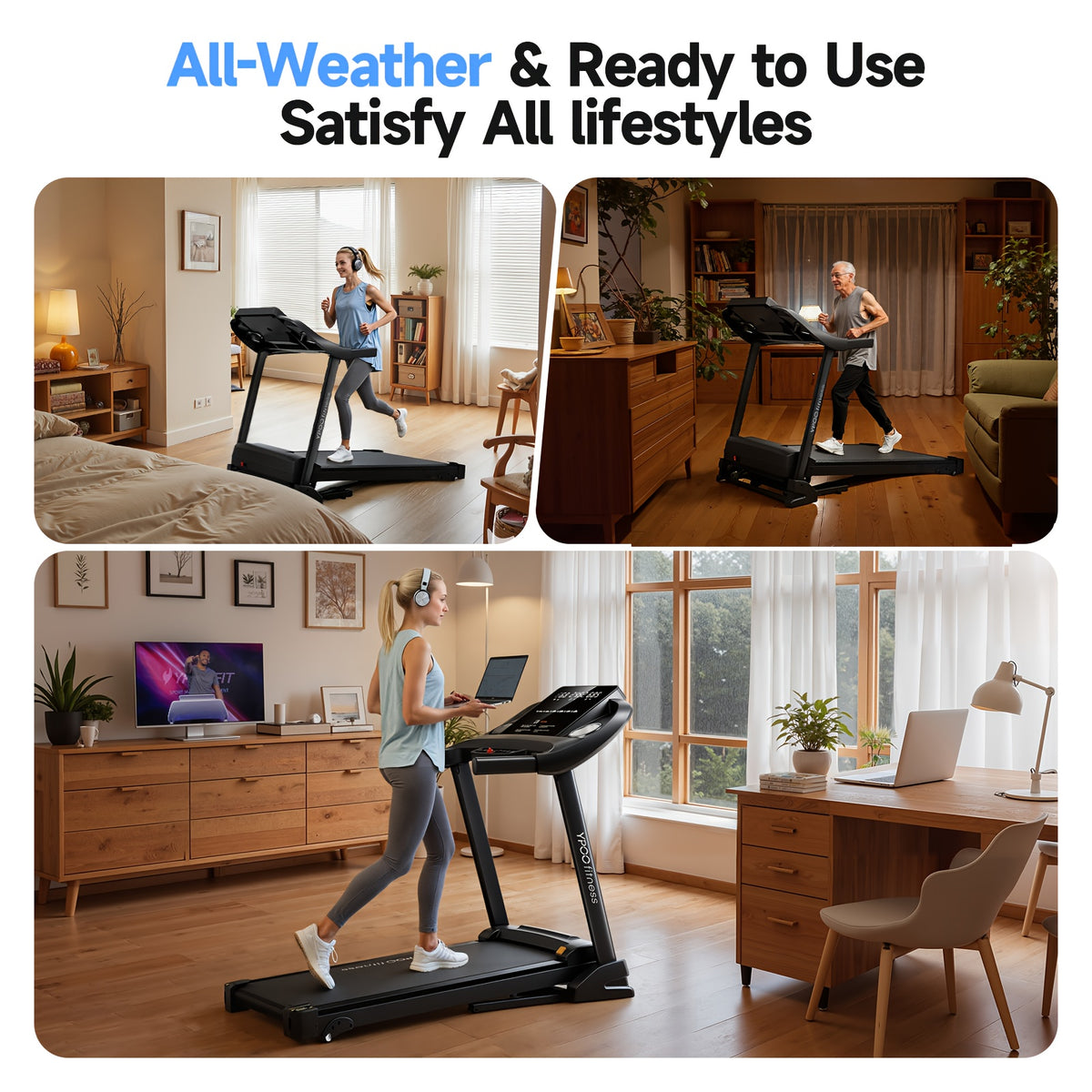 Treadmills for Home Use, Walking Pad Treadmill with Incline, Auto Foldable Treadmill for Home, 8.0 MPH Running Treadmill with Phone Enabled, 300 Lbs User Capacity