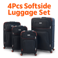 4-Piece Softside Spinner Suitcase Set – Lightweight Expandable Luggage with 360° Wheels, Telescopic Handles, & Multi-Pocket Design – Black, Burgundy, Navy