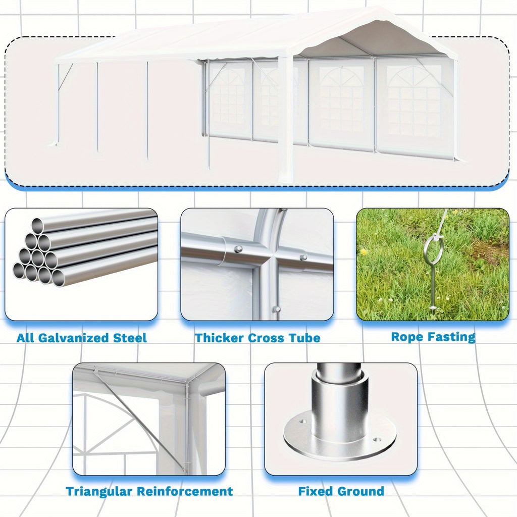 GUNJI 20x40FT & 13*26FT Heavy Duty Outdoor Party Tent, White Wedding Canopy With Removable Sidewalls, Roll-Up Doors, Storage Bags, Event & Commercial Gazebo Shelter