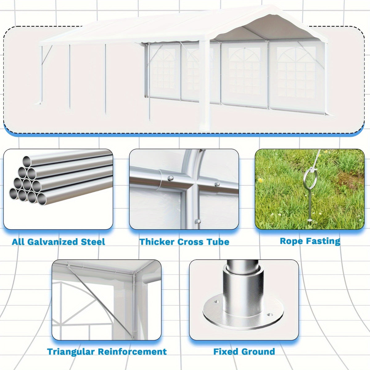 GUNJI 20x40FT & 13*26FT Heavy Duty Outdoor Party Tent, White Wedding Canopy With Removable Sidewalls, Roll-Up Doors, Storage Bags, Event & Commercial Gazebo Shelter