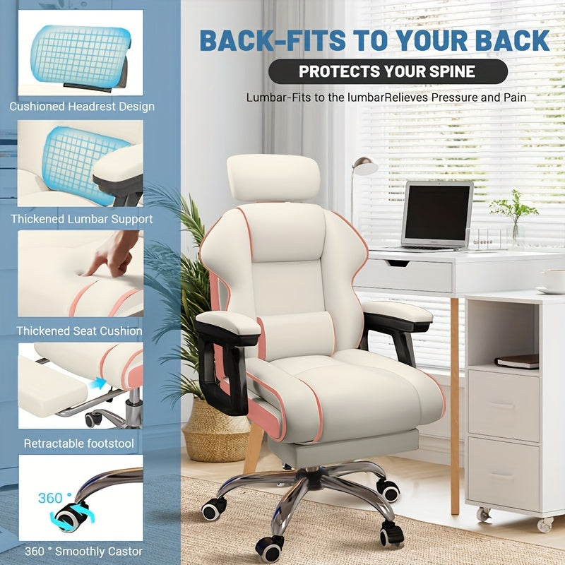 XUEGW High Backrest Chair with Foot Pedals, Home Office Chair, Gaming Chair, Adjustable Height