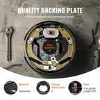 VEVOR Electric Trailer Brake Assembly, 10" x 2-1/4", 2 Pairs Self-Adjusting Electric Brakes Kit for 3500 lbs Axle, 4-Hole Mounting, Backing Plates for Brake System Part Replacement (2 Right 2 Left)