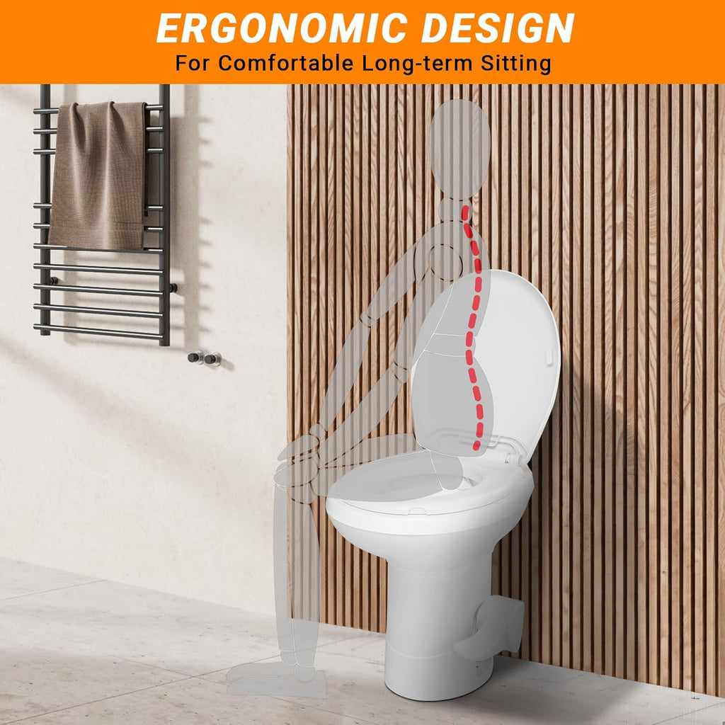 Bonnlo HDPE Outdoor Toilet Gravity Flush with Foot Pedal Standard Height Camper Toilet for RVs Trailers and Outdoor Camping Portable Clean Sanitation