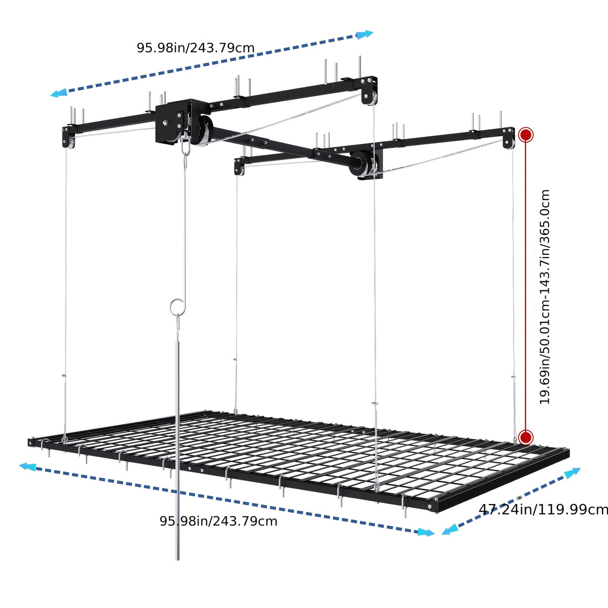 Heavy-Duty Overhead Garage Storage Rack Compatible for High Ceilings 10-12ft, 3x6ft All-Steel Shelving Unit with Safety Lock (Installation Required) - 270 Capacity Per Panel, Carbon Steel Construction for Attic, Workshop, Garage - Space-Saving