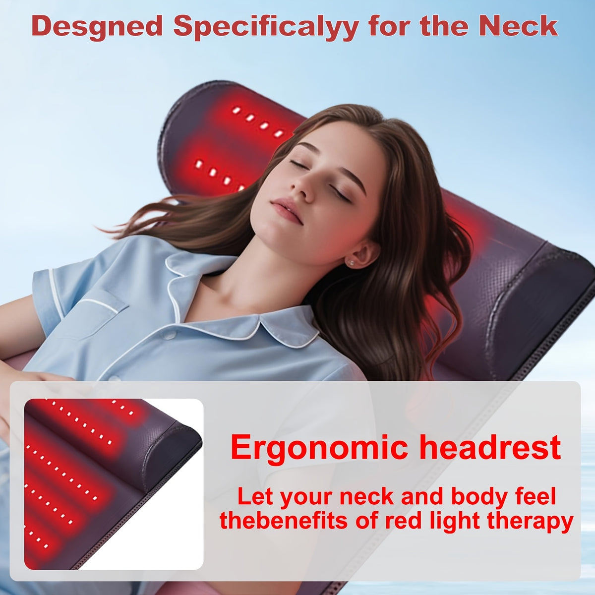 FDA Cleared ELVISH Leather Red Light Relax Body Cushion with Soft Neck Support, Dual Wavelength LED Lights, 3-in-1 Chip for Pain Relief, 225 Red Light Beads, 19.0×35.9 Inch, for Men & Women, Teacher & Father's Day Appreciation Gifts