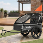 MOJAY Bike Trailer, Quick Attach To Bike, Foldable, With Seat Belt Harness And Storage Bags Black