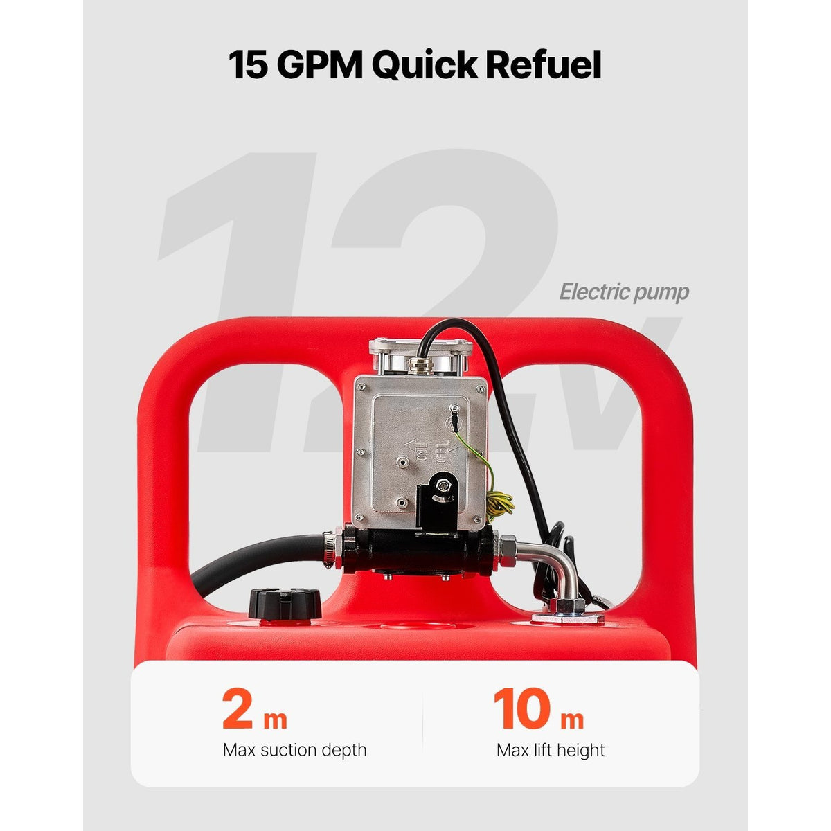 VEVOR Fuel Caddy 16 Gallon/ 32 Gallon Fuel Tank with 12V DC 2.5 GPM/ 15 GPM Electric Transfer Pump