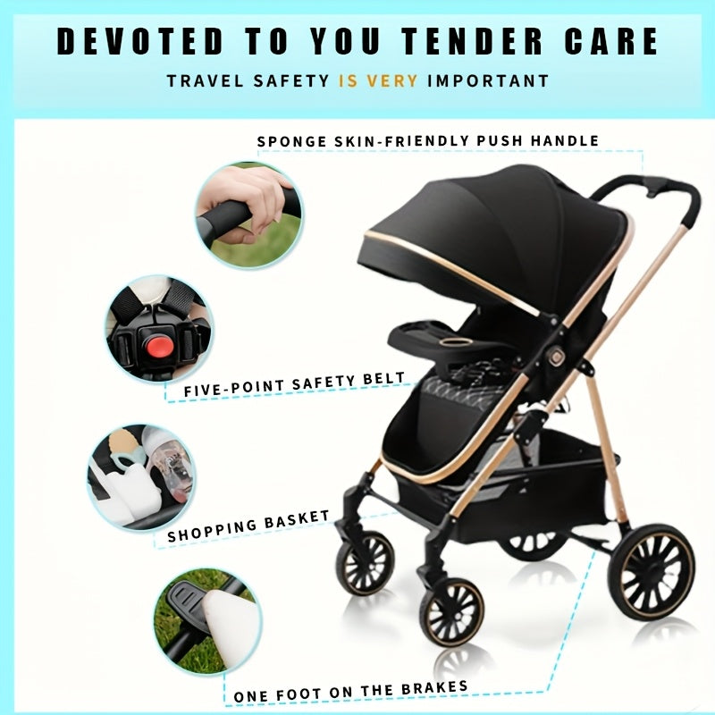 Lightweight Travel Baby Stroller - Quick Folding Design, Adjustable Backrest, Durable Fabric, Compact And Easy to Transport.