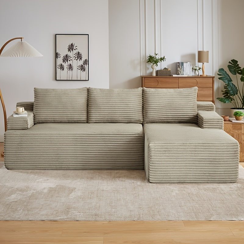 96.1"Cloud Sectional Boneless Couches For Living Room, Modular L Shaped Couch With Deep Seat Oversized Right Facing Chaise, Memory Foam Compressed Spineless 3 Seater Sofa For Apartment, Black | No Assembly Required, Deep Seat, Cat-Claw Resistant