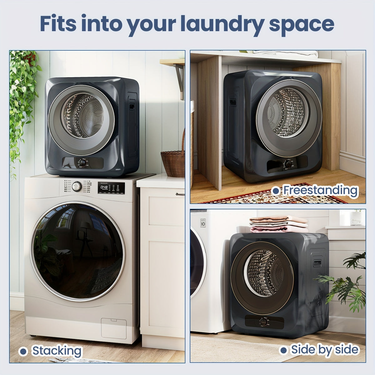 [Portable Electric Dryer] 11Lbs Portable Clothes Dryer, Electric Compact Laundry Dryer With Stainless Steel Tub, 5 Drying Modes, 1.6 Cu.Ft Front Load Portable Dryer Machine For Apartments, Dorms, RVs