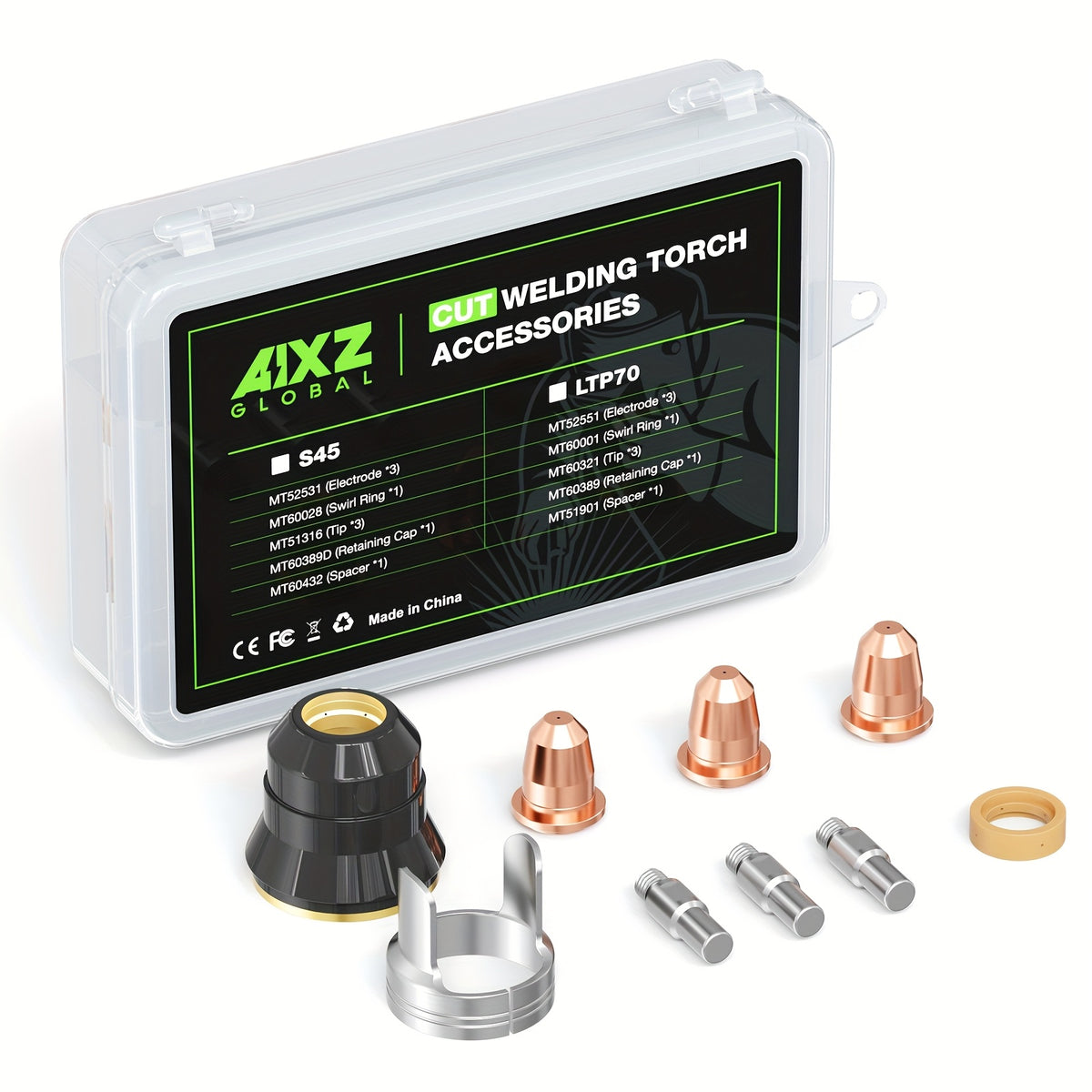 (Each Accessory Is Sold Separately) The AIXZ AIC45II Plasma Cutter Features Non-contact And Non-high-frequency Arc Ignition. It Is A 110V Digital Display Portable Metal Cutting Machine with 2T/4T Functions. The Fourth Option "supplies" Refers