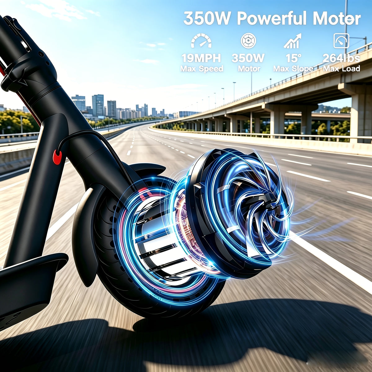 Smart App Intelligent Commuter Foldable Adult Electric Scooter, 350W Motor, 7.8a Large Battery, 19 Mph Speed, 21 Miles Range, 8.5 Inch Solid Puncture-Resistant Tires, Bright LED Lights, Portable Travel Design