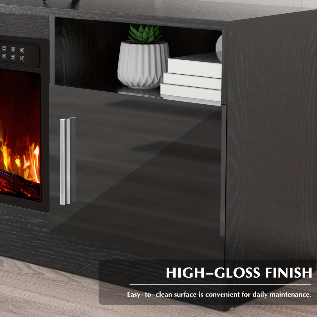 Fireplace TV Stand for Up to 80-Inch TVs with 36-Inch Fireplace, Modern Entertainment Center for Living Rooms