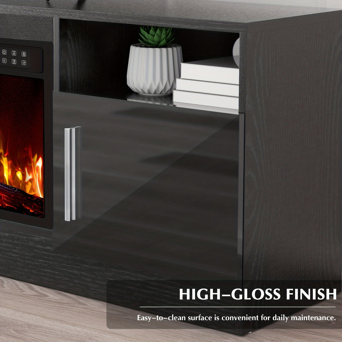Fireplace TV Stand for Up to 80-Inch TVs with 36-Inch Fireplace, Modern Entertainment Center for Living Rooms