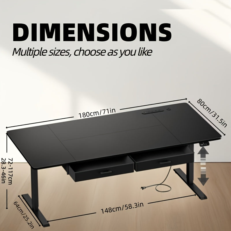 Large Electric Standing Desk, Height Adjustable Copmuter Desk, Stand Up Gaming Office Table with 2 Hooks, for Home Office, Adults