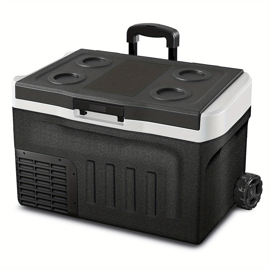 [Portable for Camping] Upgraded 33 QT Portable Compressor Car Fridge Freezer, 15Min Cool to -4°F, ECO Energy-Save & MAX Fast-Cool Modes, AC/DC 2 Charging, 3-Level Battery Guard, LED Screen & Cup Holders, Portable for Camping RV Home