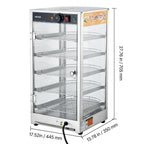 VEVOR 3-Tier/5-Tier Commercial Food Warmer Display, 14inch/15 inch 800W Food Display Warmer with LED Light, Adjustable Shelf and Stainless Steel Frame, 86℉~185℉ Air Heating, 34L for Hamburger, Pizza, Bread, Fried Chicken