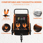 MOJAY Bike Trailer for Kids, 2 In1 Canopy Carrier Converts to Stroller, Suitable for 1 to 2 Toddlers, Kids, Quick Attach to Bike, Foldable, with 5-Point Harness And Storage Bags