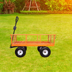 AAIN 1000 Lbs Metal Garden Cart, Heavy Duty Garden Wagon with Removable Steel Mesh Sides, Utility Yard Carts with 180° Rotating Handle with 10 Inch Wheels, 4cu.ft Load Capacity Outdoor Wagons