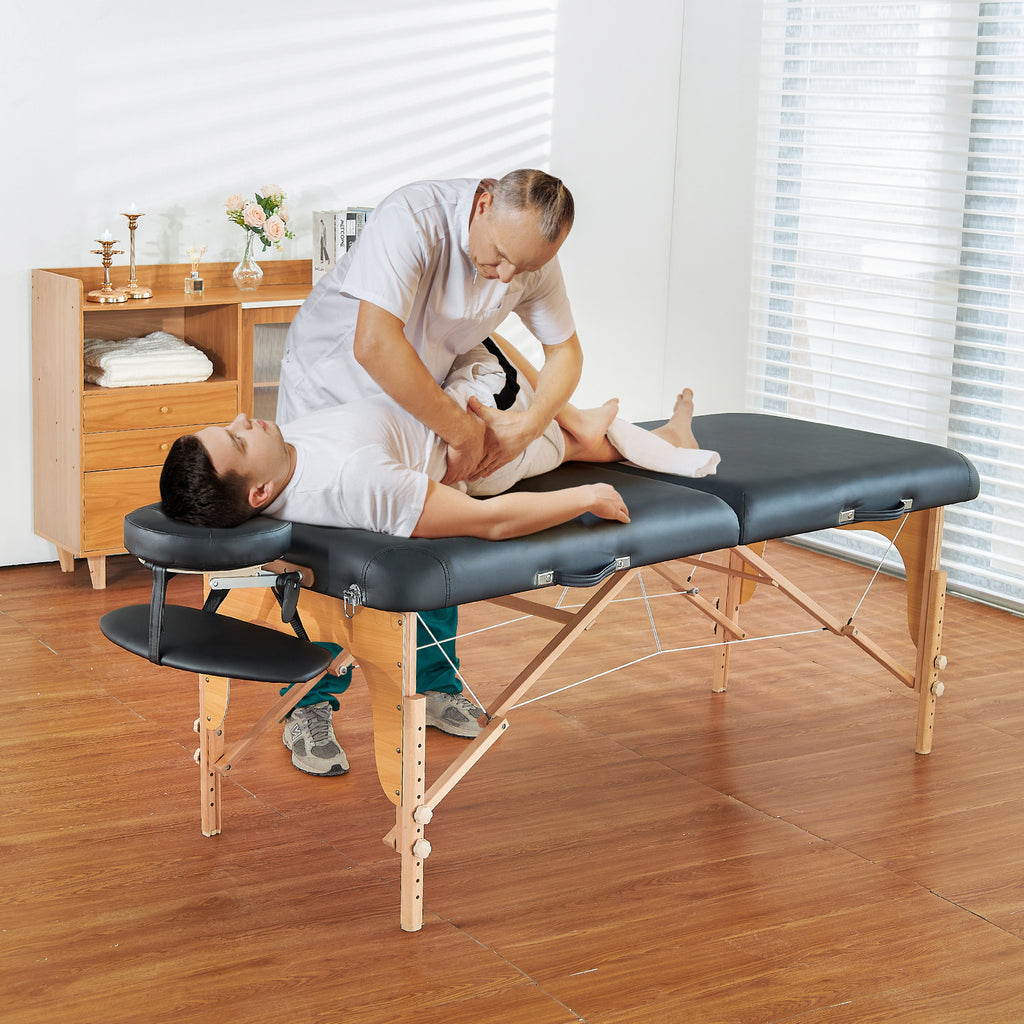 VEVOR Professional Wide Massage Table 30" W, Heavy Duty Folding Massage Table, 8-Level Height Adjustable Facial Salon Tattoo Bed, Portable Spa Table with Headrest, Hand Pallet & Carrying Bag, 750LBS