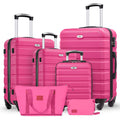 Travel Suitcase Set, Consisting Of 16+20+24+28 Inch Suitcases + Bag Set. Rose Red Suitcase Set. Made Of ABS Material. with Three-section Adjustable Handle And 360° Swivel Wheels