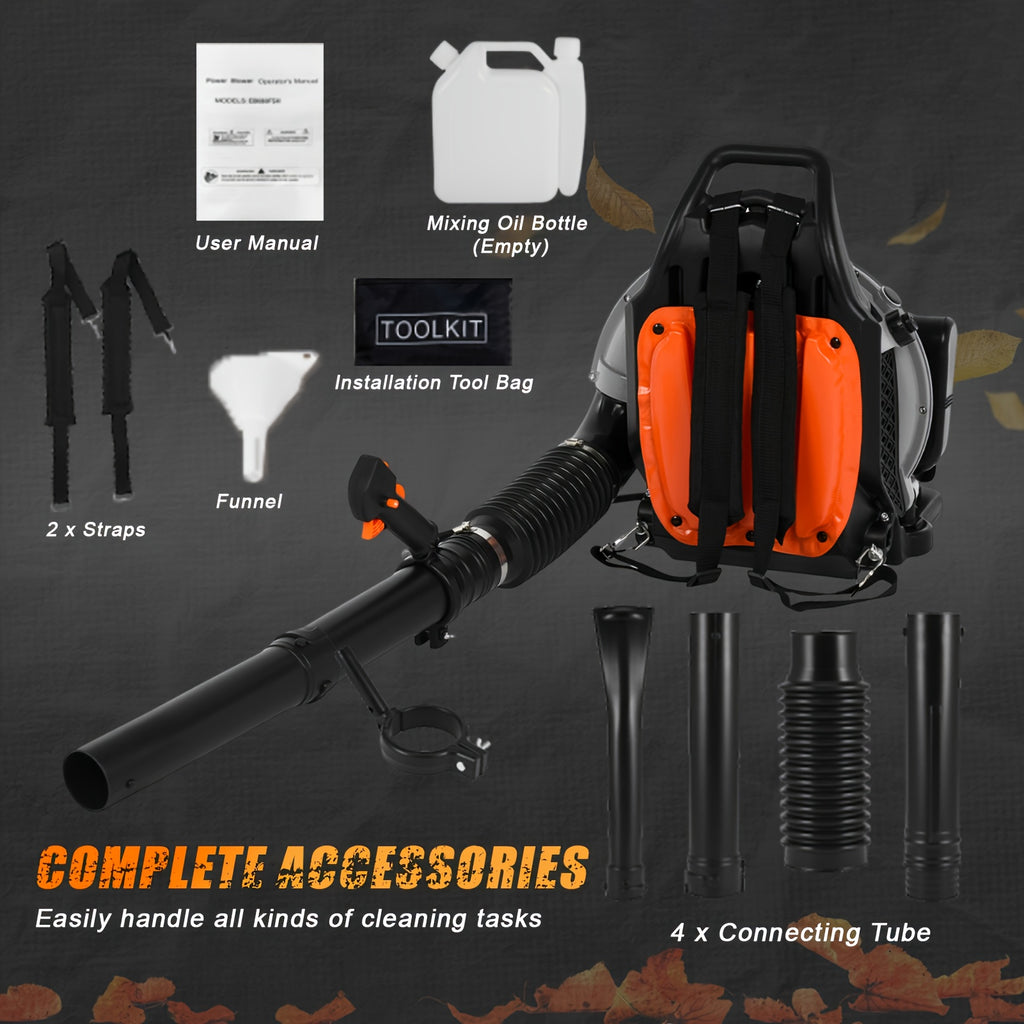 63Cc 665 CFM 338km/h Backpack Blower, Gas Snow Blower, 2-Cycle Gas Leaf Blower, Ergonomically Designed, with Cruise Control, Commercial-Grade Gas-Powered BackpackBlower, Suitable for Lawn Care, Garden AndYard Cleaning, Snow Removal, Father's Day Gift