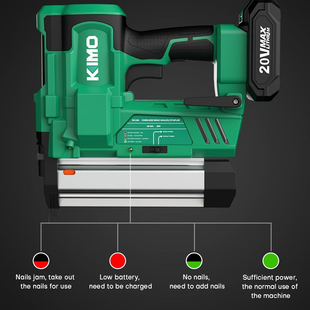 Cordless Brad Nailer and Stapler for Home Improvement and Woodworking, KIMO Battery-Powered Tool