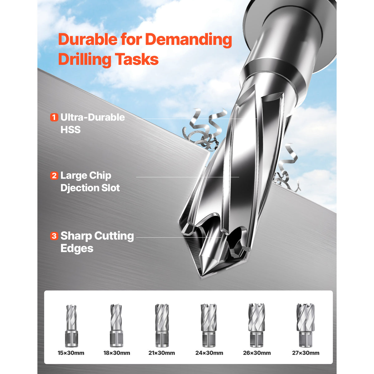 VEVOR Mag Drill Press, 2" Core Drilling Machine, 2922 lbf Variable Speed Portable Magnetic Drill, Heavy Duty Metal Hole Cutter with 6 Annular Cutters for I-Beam Steel Fabrication & Jobsite