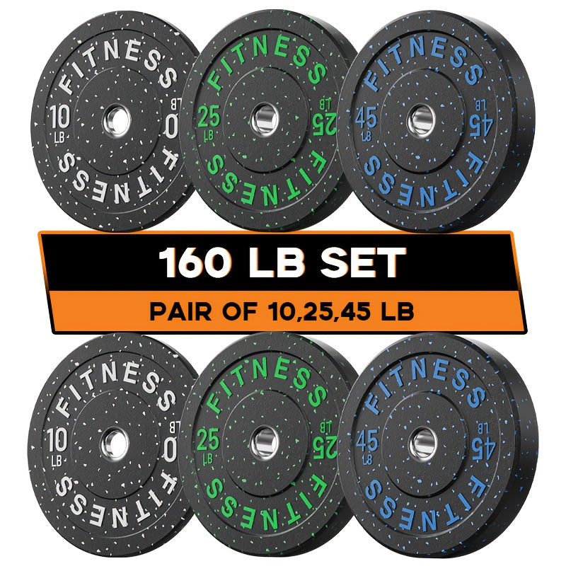 45-650Lbs High Bounce Bumper Plates, 2 Inch Colored Fleck Rubber Weight Plates For Heavy Lifters, Powerlifting, CrossFit, Deadlift, Squat, Home Gym, Strength Workout, For Men, Women, Big Weight Enthusiasts