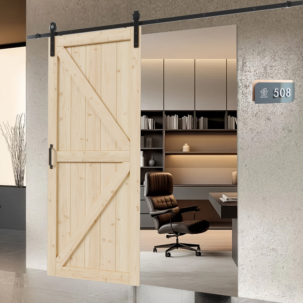 Pine Barn Door, Sliding Door for Living Room, Bedroom, Kitchen - Includes All Hardware Kit, Easy Assembly with Pre-Drilled Holes, DIY Paintable