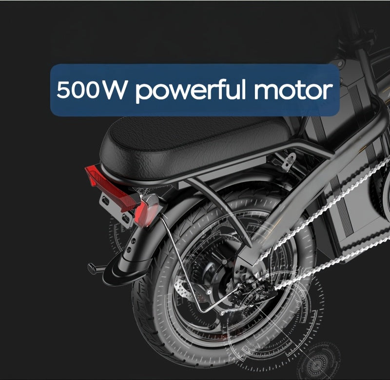 14 Inch Foldable Electric Bicycle,, 330 Pound Load-bearing Capacity, Max Speed Of 19MPH, 48V Lithium Battery, Range Of Approximately 18-28 Miles, Portable Folding Design, Outdoor Cycling Exercise, Urban Commuting Travel, Adult Gifts