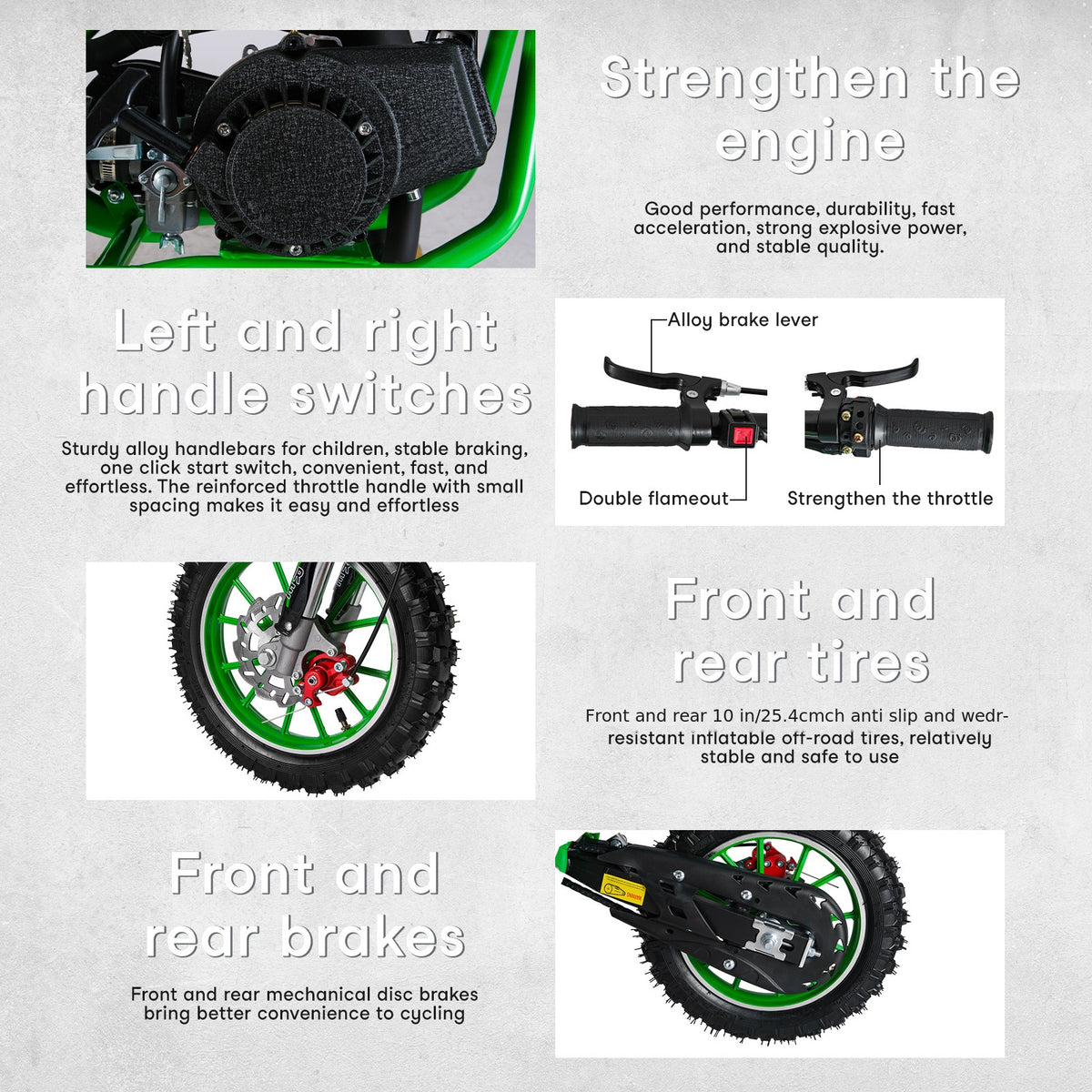 Mini Motorcycle 49cc 2-Stroke Gas-Powered Dirt Bike Suitable for - -Rided Track Days & Mini Bike Racing with Front/Rear Disc Brakes, Compact Off-Road Pocket Bike (Maximum Speed up to 20mph)