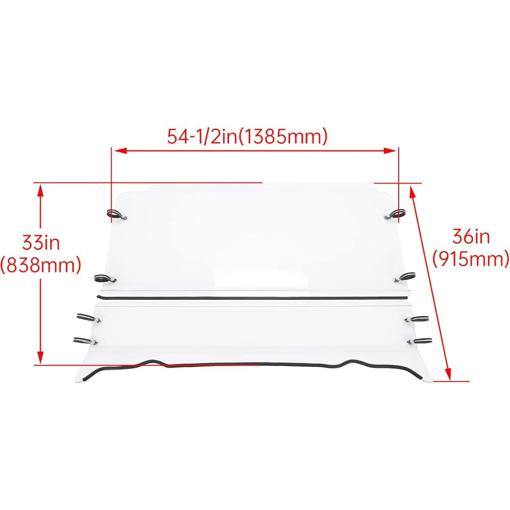 Full Windshield Compatible with 2009-2023 for Polaris Ranger XP 500 570 700 800 Full Size Round Cage Full Windscreen (Two pieces spliced together, Windproof Snow )