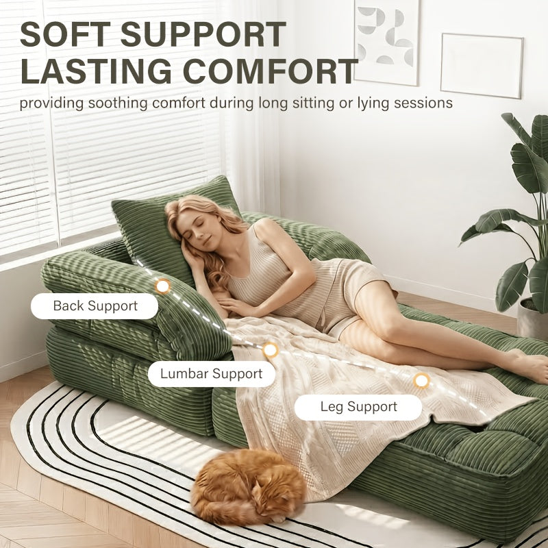 Multi-functional Convertible Sofa Bed—No Assembly Required, High-density Sponge, Soft and Skin-friendly Fabric | Suitable for Small Spaces, Bedrooms, Apartments, RVs as a Multi-position Sofa, Movie Sofa, Lazy Sofa, Office Sofa, Lounger, or Leisure